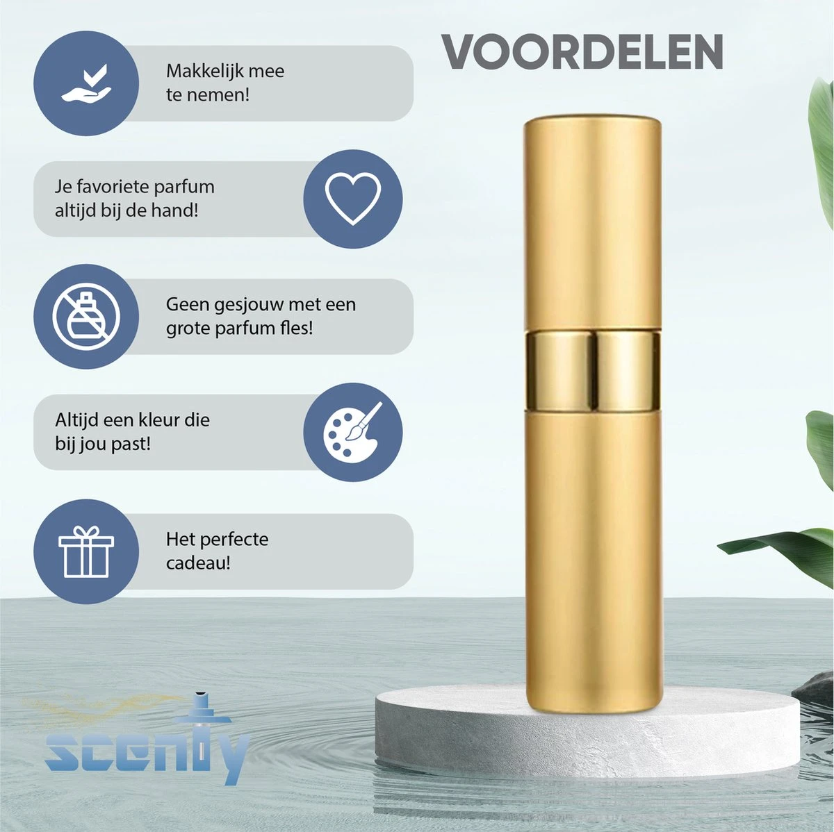 Scenty - Parfum Verstuiver Navulbaar - Mini Parfum Flesje - Reisflesje - Goud 2 Scenty - Parfum Verstuiver Navulbaar - Mini Parfum Flesje - Reisflesje - Goud - Afbeelding 2