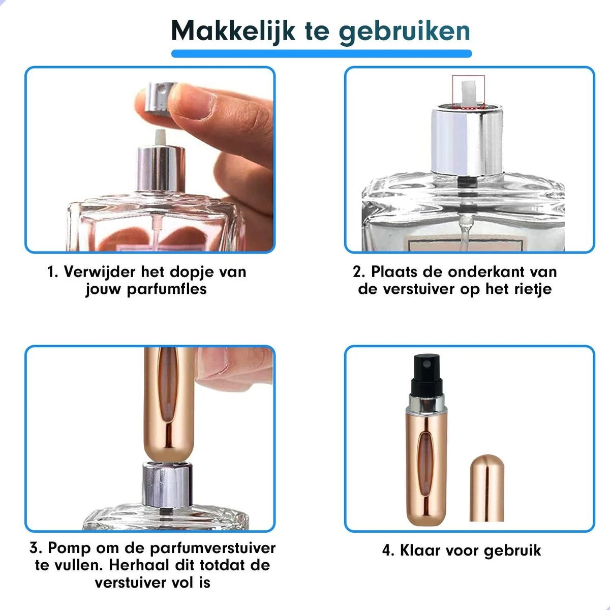 Merkloos Parfum Spray - Navulbare Parfum Verstuiver - Navulling Voor Parfum - Parfumverstuiver - Goudkleurig 5 Merkloos Parfum Spray - Navulbare Parfum Verstuiver - Navulling Voor Parfum - Parfumverstuiver - Goudkleurig - Afbeelding 5