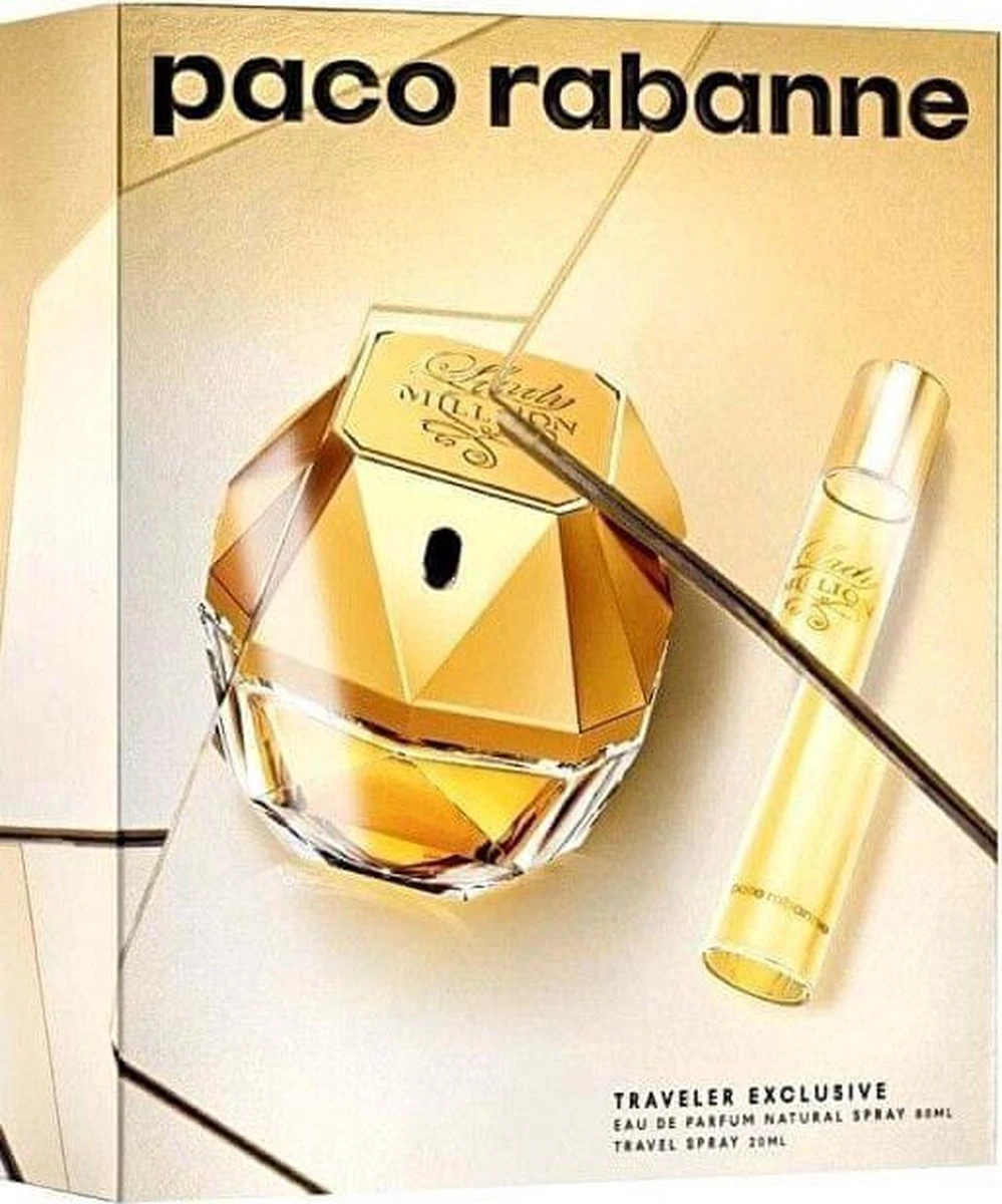 Paco Rabanne Lady Million Giftset 80 Ml Eau De Parfum Spray + 20 Ml Eau De Parfum Tasspray - Cadeauset Voor Dames - Damesparfum 5 Paco Rabanne Lady Million Giftset 80 Ml Eau De Parfum Spray + 20 Ml Eau De Parfum Tasspray - Cadeauset Voor Dames - Damesparfum - Afbeelding 5